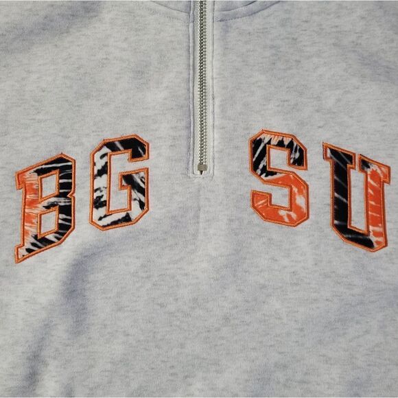 ZooZatz BGSU Ohio Women's Gray Quarter-Zip Pullover Sweatshirt - Picture 11 of 14